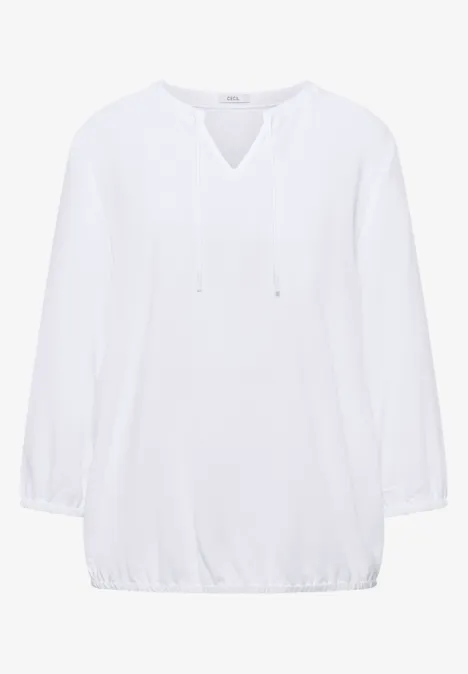 3/4-mouwen blouse met gespleten hals White