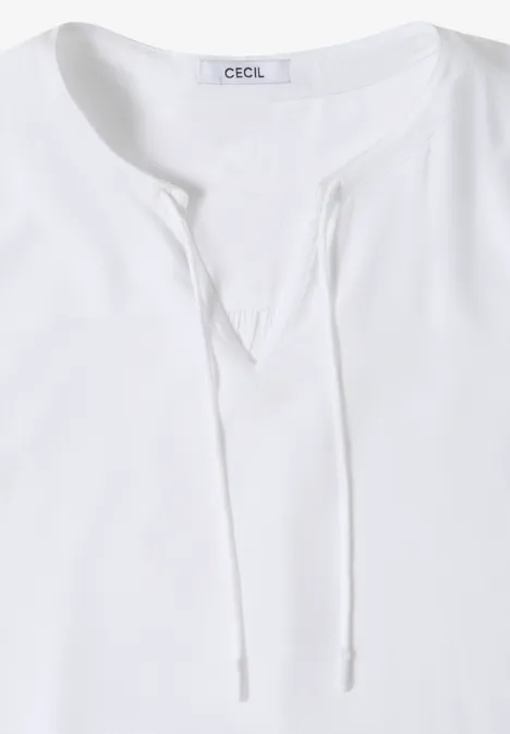 3/4-mouwen blouse met gespleten hals White