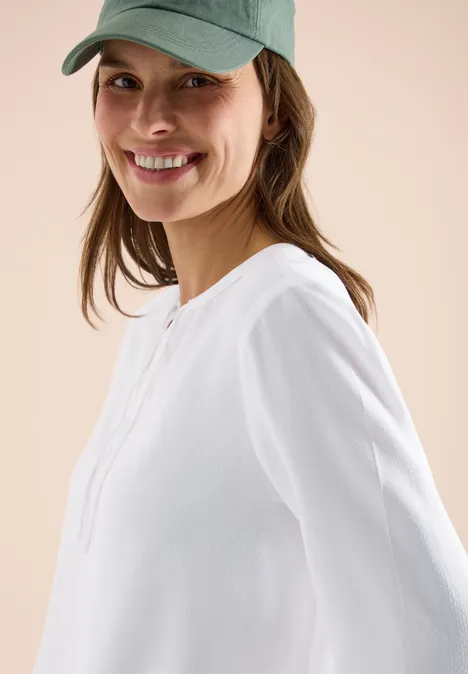 3/4-mouwen blouse met gespleten hals White