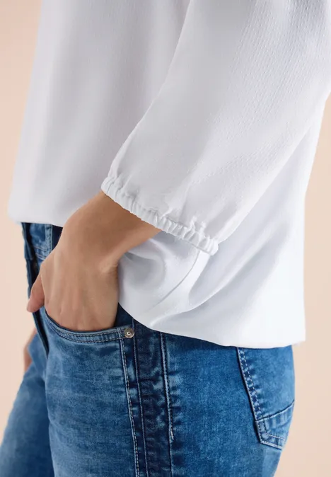 3/4-mouwen blouse met gespleten hals White