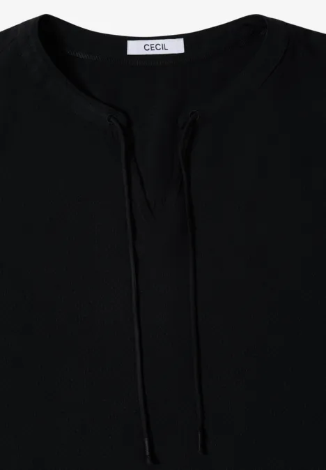 3/4-mouwen blouse met gespleten hals Black