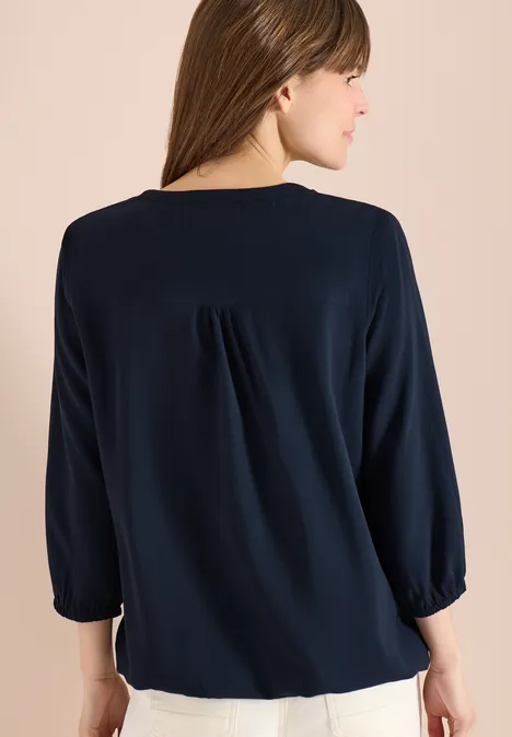 3/4-mouwen blouse met gespleten hals universal blue
