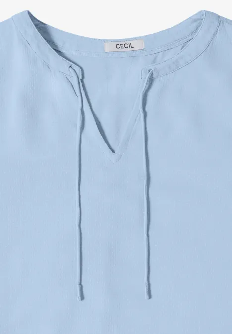 3/4-mouwen blouse met gespleten hals light sky blue 3/4-mouwen blouse met gespleten hals light sky blue