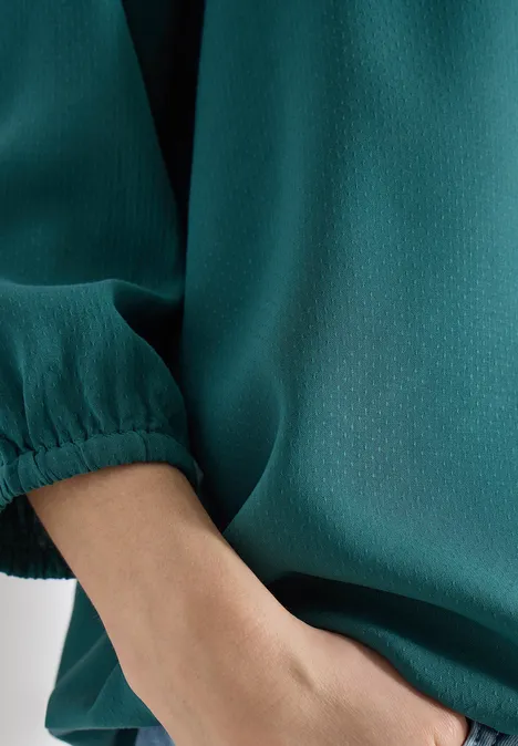 Chemisier à manches 3/4 avec col fendu jungle green Chemisier à manches 3/4 avec col fendu jungle green