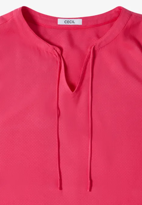 Bluzka koszulowa z rękawem 3/4 i dekoltem typu split neck geranium red