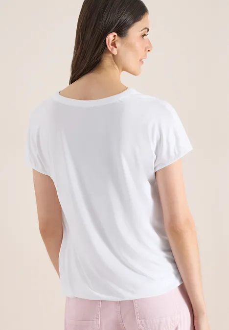 Blouse met korte mouwen en structuurmix White Blouse met korte mouwen en structuurmix White