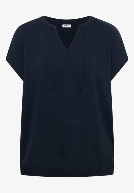 Blouse met korte mouwen en structuurmix universal blue Blouse met korte mouwen en structuurmix universal blue