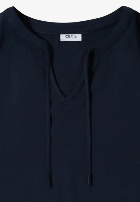 Blouse met korte mouwen en structuurmix universal blue Blouse met korte mouwen en structuurmix universal blue