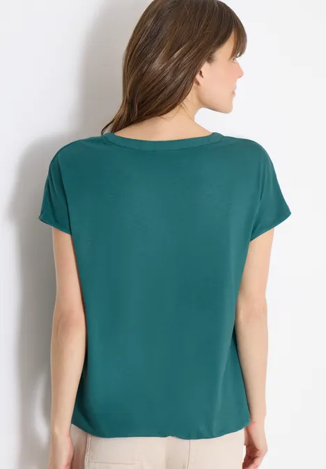 Blouse à manches courtes avec mélange de structures jungle green