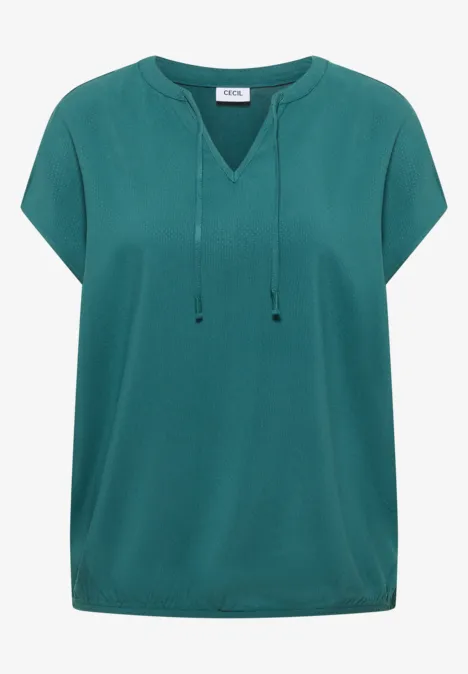 Blouse à manches courtes avec mélange de structures jungle green