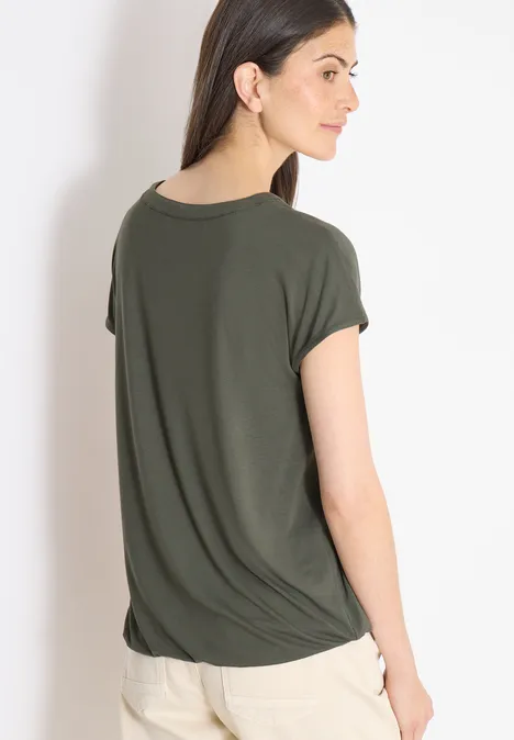 Kurzarm Bluse mit Strukturmix khaki