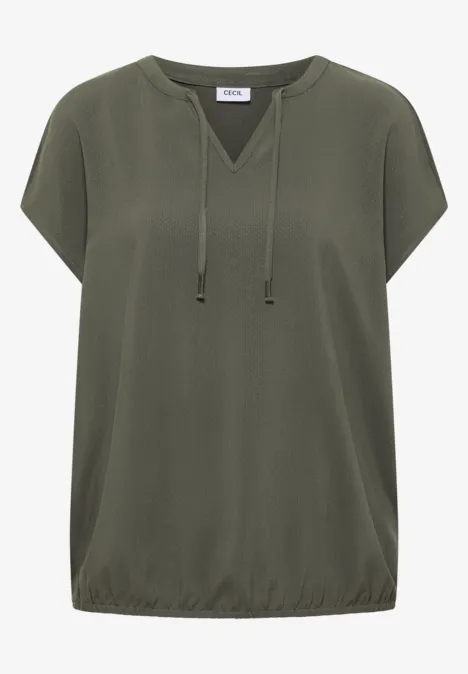 Kurzarm Bluse mit Strukturmix khaki
