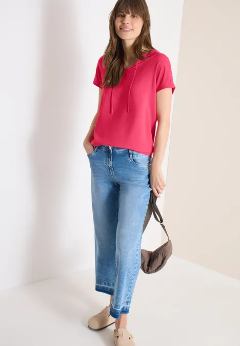 Blouse à manches courtes avec mélange de structures geranium red Blouse à manches courtes avec mélange de structures geranium red