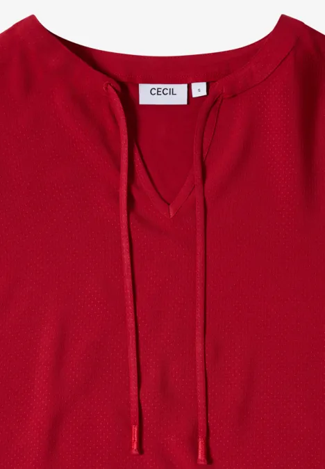 Rotes Damenoberteil mit V-Ausschnitt, Bindebändern und einfachem Design von CECIL.