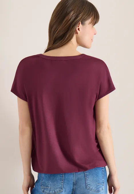 Blouse à manches courtes avec mélange de structures sweet grape red