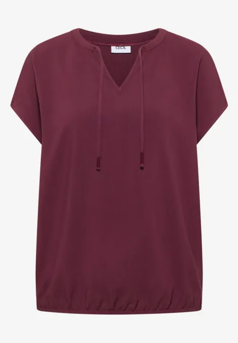 Blouse à manches courtes avec mélange de structures sweet grape red