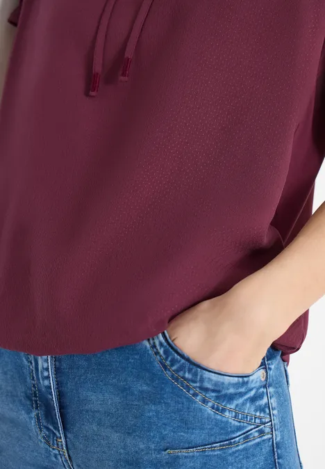 Blouse à manches courtes avec mélange de structures sweet grape red