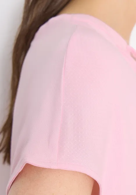 Blouse met korte mouwen en structuurmix light blush rose