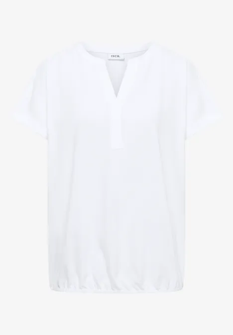 Blouse met korte mouwen en gespleten hals White