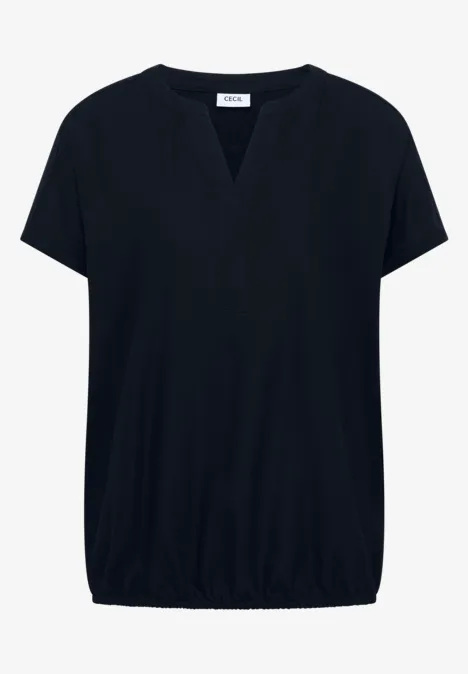 Blouse met korte mouwen en gespleten hals universal blue