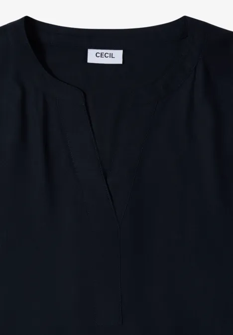 Blouse met korte mouwen en gespleten hals universal blue