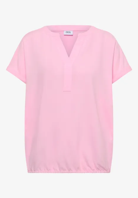 Blouse met korte mouwen en gespleten hals light blush rose