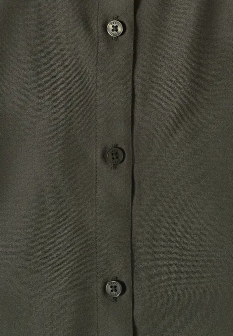 Blouse basique à col chemise en couleur unie khaki