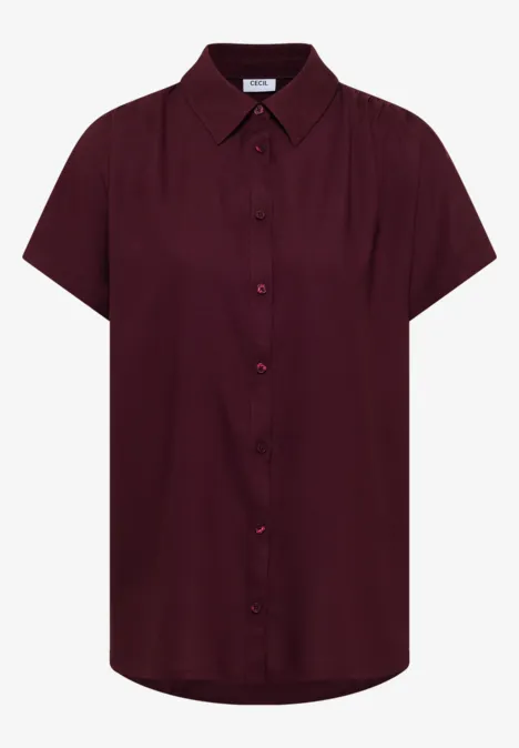 Basic Bluse mit Hemdkragen in Unifarbe sweet grape red