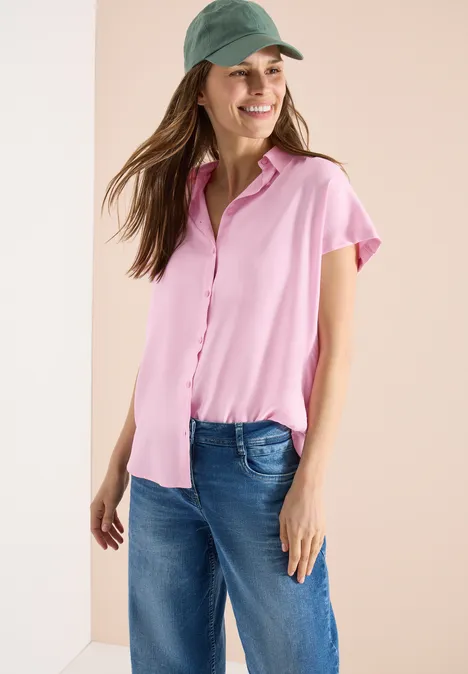 Basic Bluse mit Hemdkragen in Unifarbe light blush rose Basic Bluse mit Hemdkragen in Unifarbe light blush rose