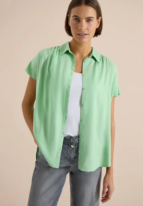 Basic Bluse mit Hemdkragen in Unifarbe juicy lime Basic Bluse mit Hemdkragen in Unifarbe juicy lime