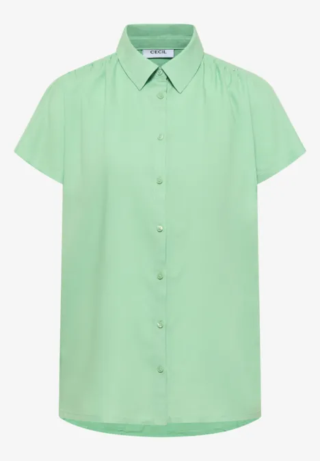 Basic Bluse mit Hemdkragen in Unifarbe juicy lime