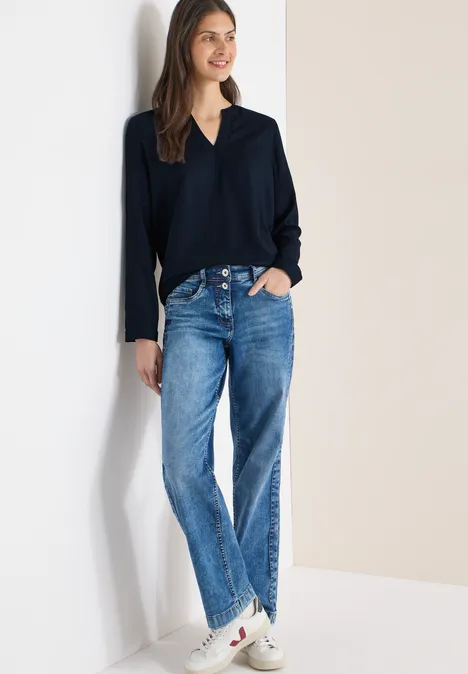 Bluse in Unifarbe universal blue