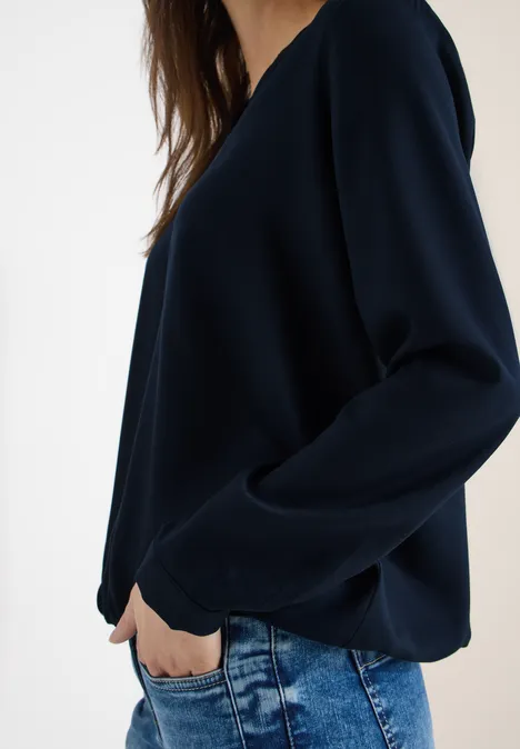 Bluse in Unifarbe universal blue