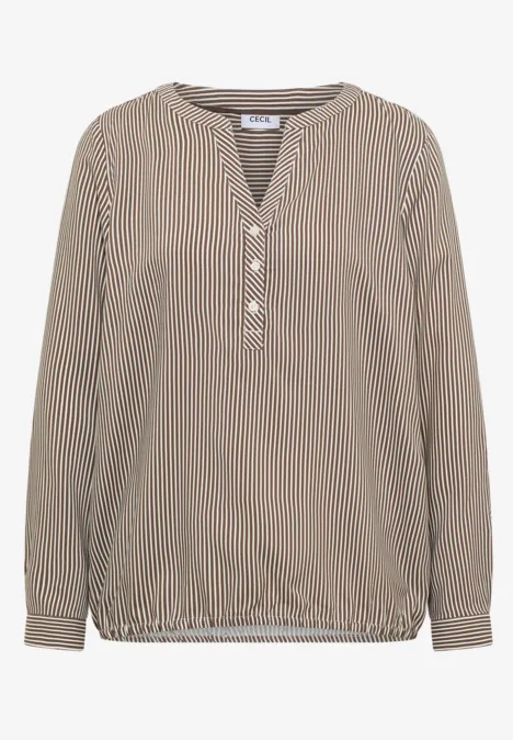 Gestreepte blouse urban taupe