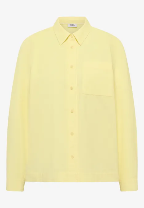 Overhemdblouse in effen kleur iced yellow