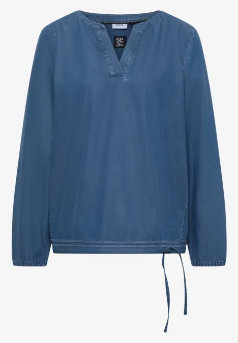 Blouse met elastische zoom mid blue wash