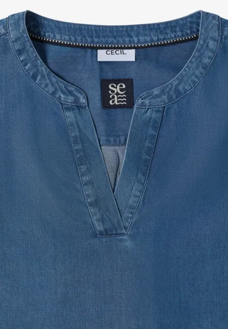 Blouse avec ourlet élastique mid blue wash