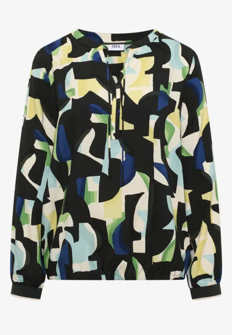 Gedessineerde blouse raw khaki