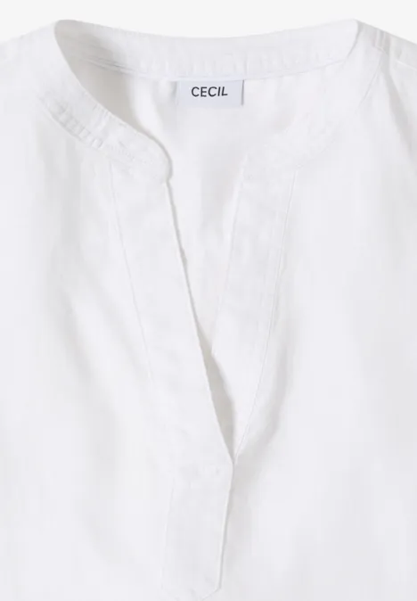 Weiße Bluse mit V-Ausschnitt und ohne Kragen