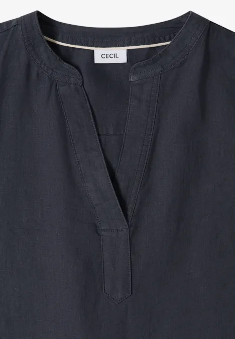 Schwarze Bluse mit V-Ausschnitt und Label 'CECIL'.