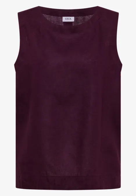 Ärmelloses, burgundrotes Top mit Rundhalsausschnitt und schlichtem Design.