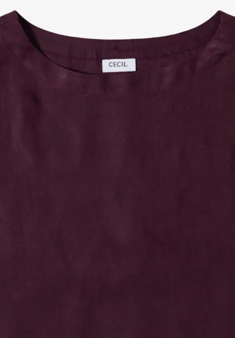 Unifarbenes, bordeauxrotes T-Shirt/Top mit Rundhalsausschnitt und CECIL-Label.