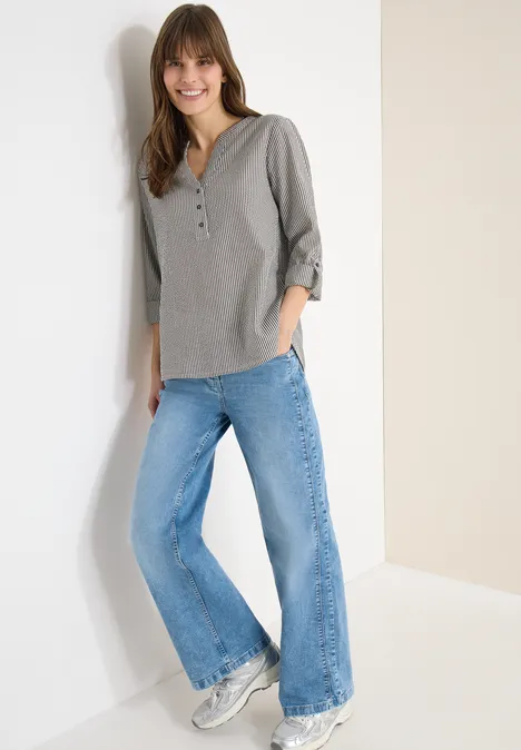 Gestreifte Seersucker Bluse macchiato brown