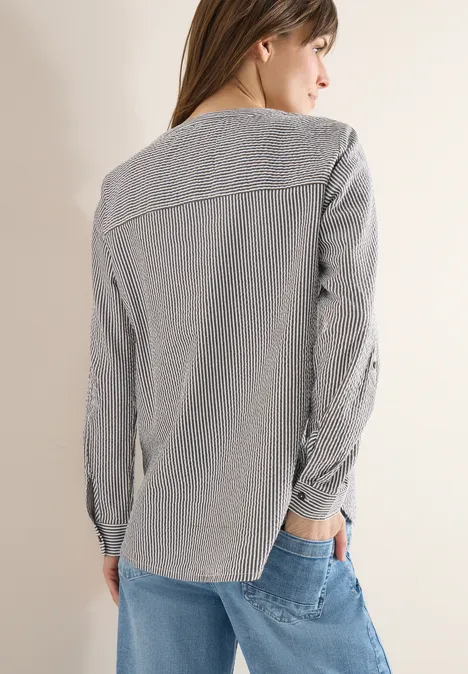 Gestreifte Seersucker Bluse macchiato brown
