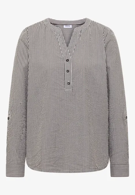 Gestreifte Seersucker Bluse macchiato brown