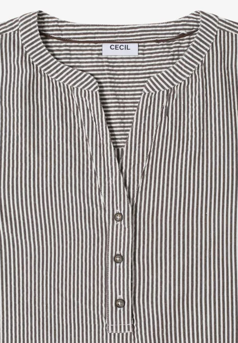 Gestreifte Seersucker Bluse macchiato brown