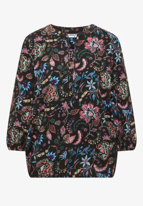 Gemusterte Bluse raw khaki