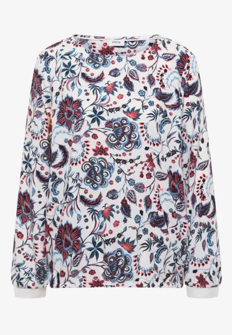 Gemusterte Bluse light alabaster white