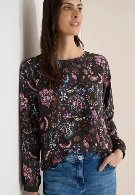 Gemusterte Bluse raw khaki