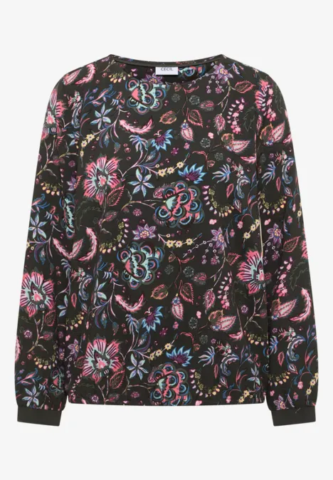 Gemusterte Bluse raw khaki